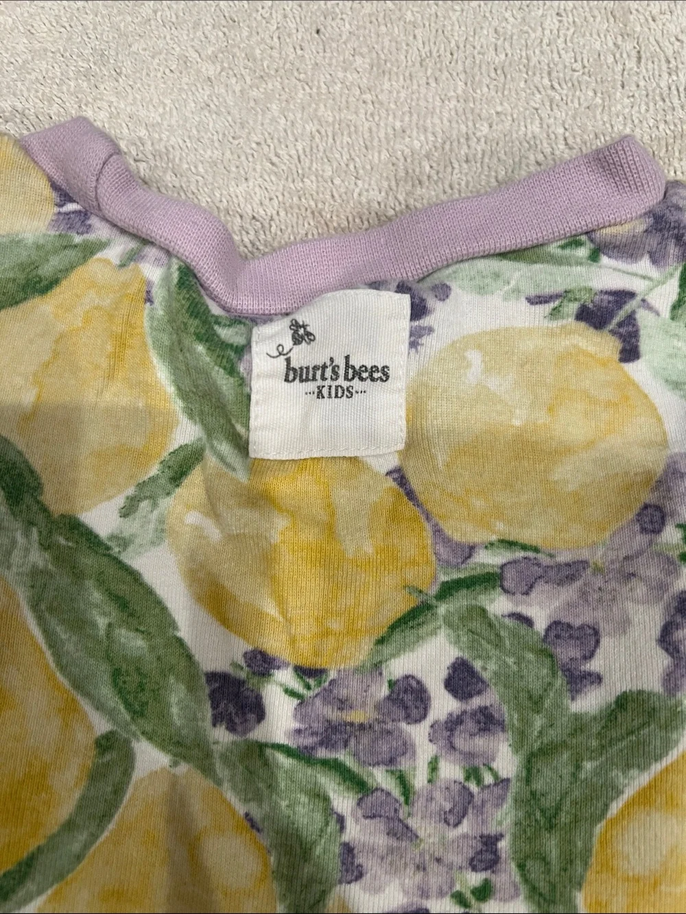 Burt's Bees Yellow Lemon & Purple Floral Cotton Pajama Set